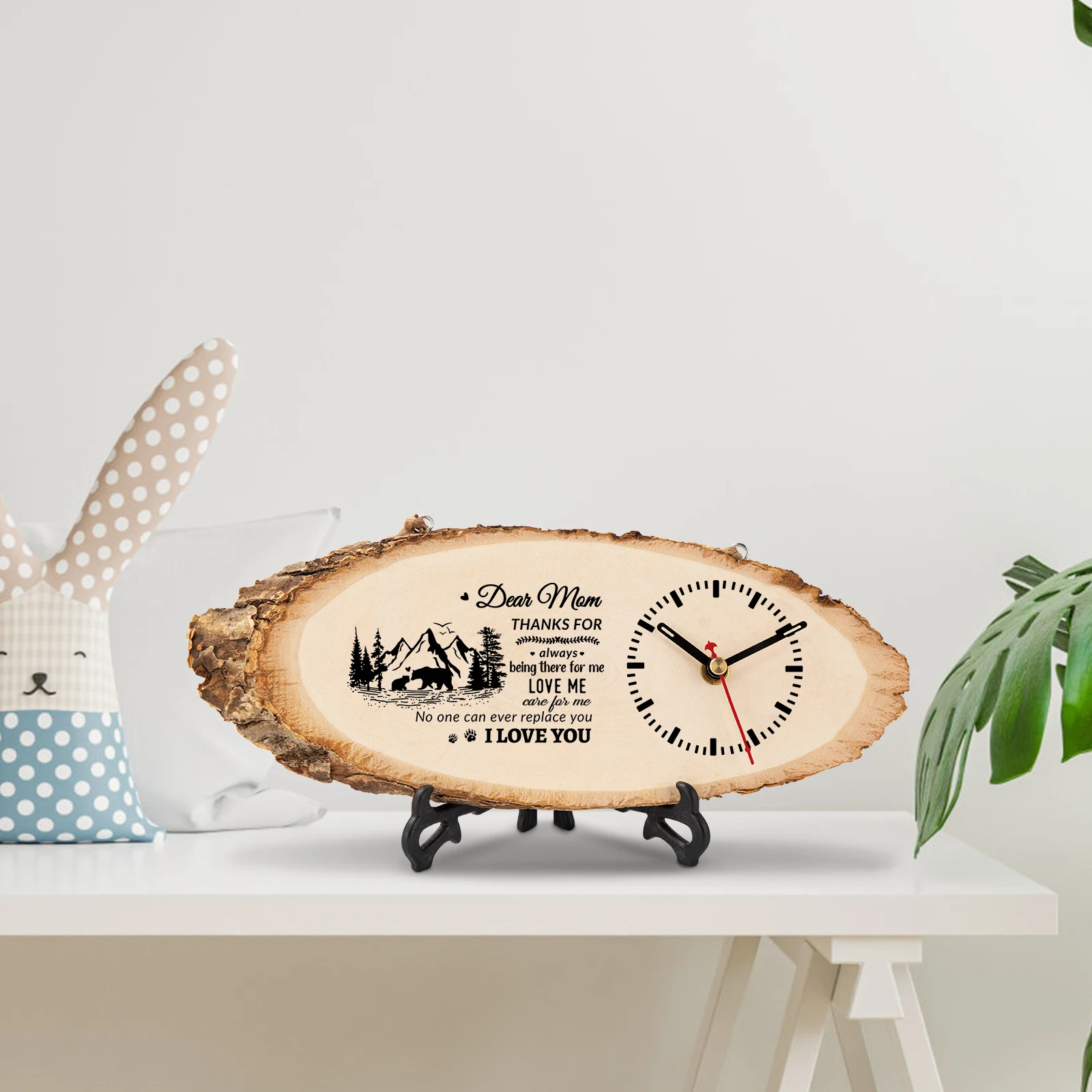 Mothers day wholesale gifts Birthday gifts to Mom desk clock supplier home decorative diy table clocks wooden bed side clock