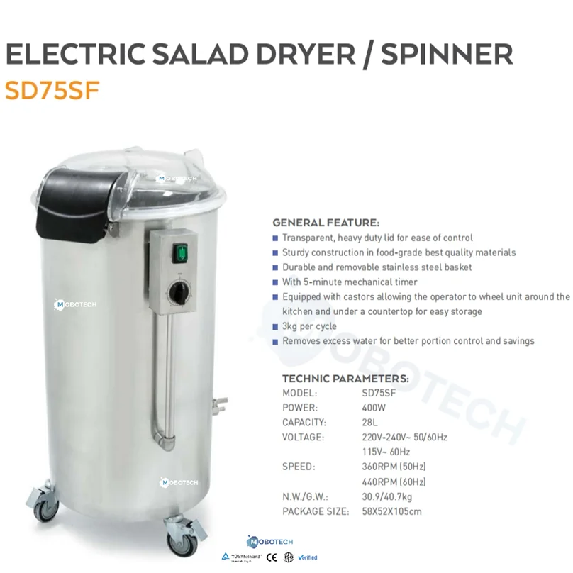 Commercial Automatic Salade Dryer Machine 5 Speed Vegetables and Fruits Spinner Centrifugal Deoiling Machine