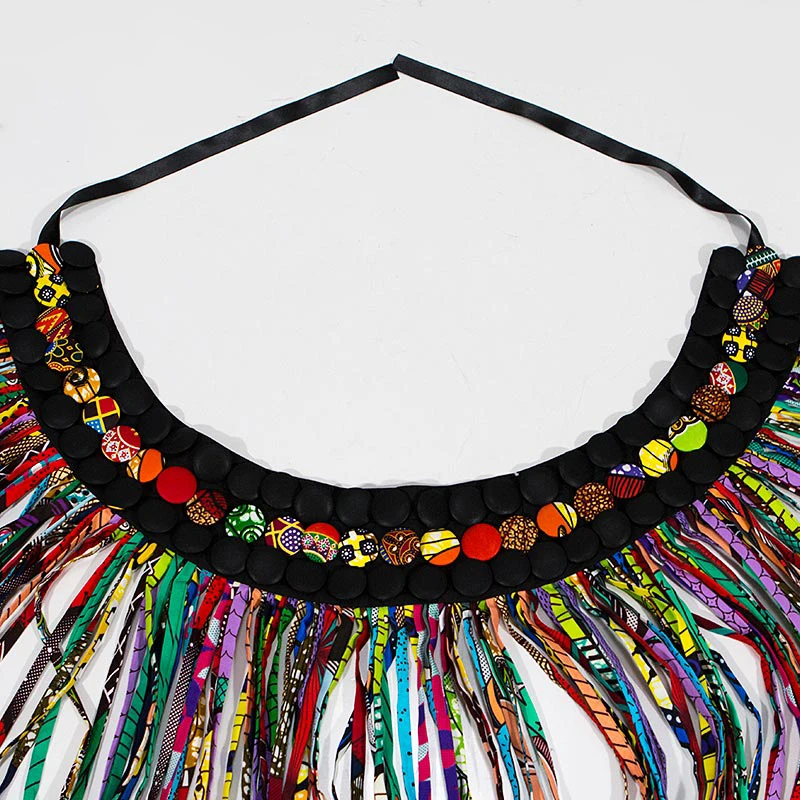 
Bulk African Beads Handmade Jewelry Skirt African Ankara Necklaces Jewelry Conversion Piece Rope Necklace Shawl Tribal SP017 