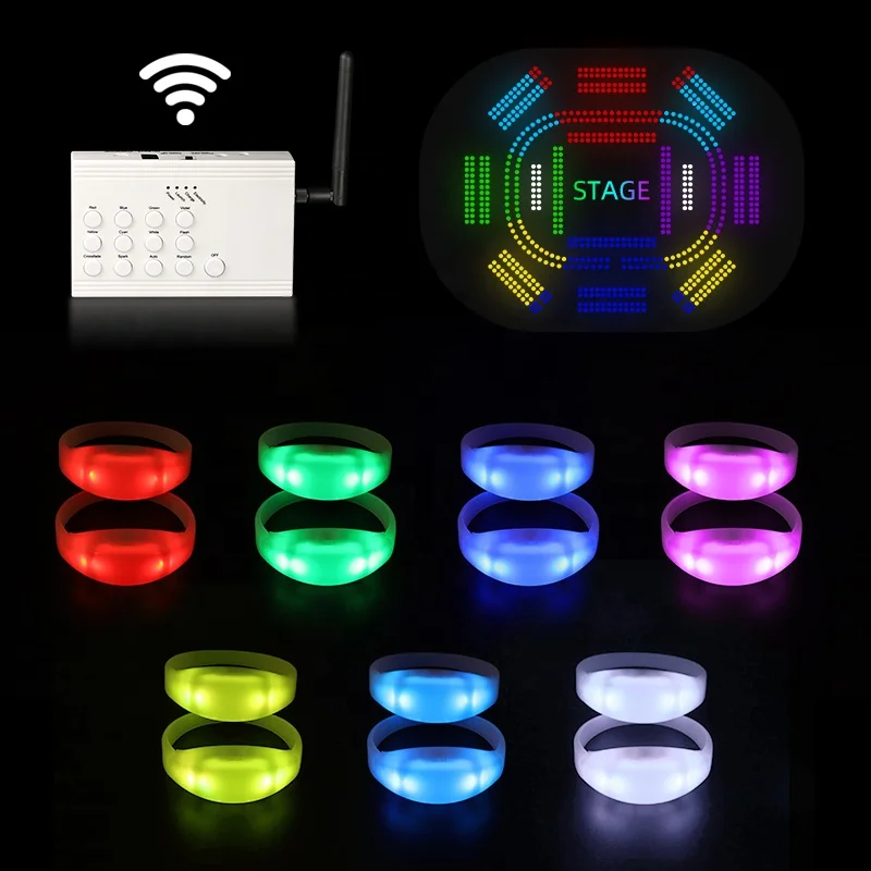 Dmx Control Led Bracelet 4 Lights Silicone Wristbands Remote Controlled Led Bracelets