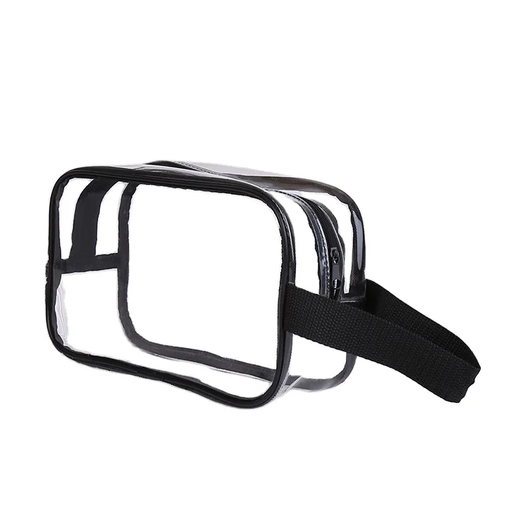 
carrying makeup toiletry storage clear pvc cosmetic bag with handle 