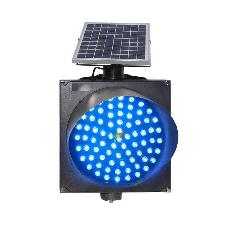 300mm Red blue green yellow Synchronous led solar powered flashing warning traffic light