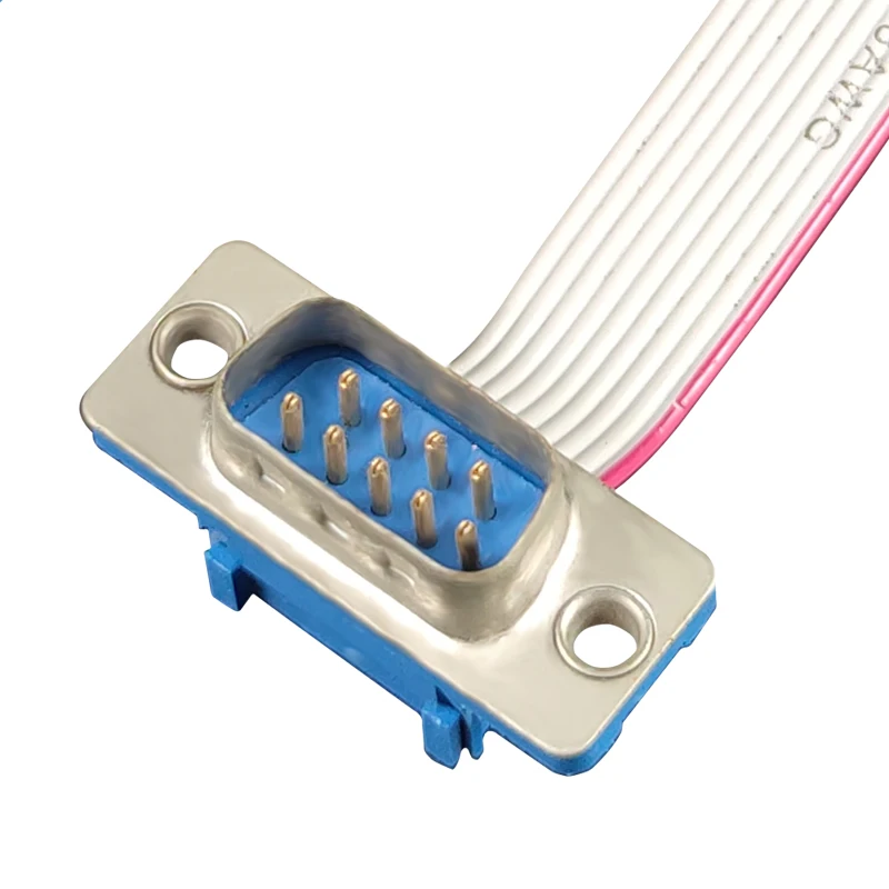 Dsub 9 Pin Db9 Male to Female Connector Custom 2.54mm Idc Female 10 Pin Flat Ribbon Cable Assembly