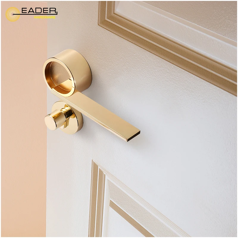 EADER Golden PVD Light Luxury Zinc Alloy Door Handle Heavy Quality Lock