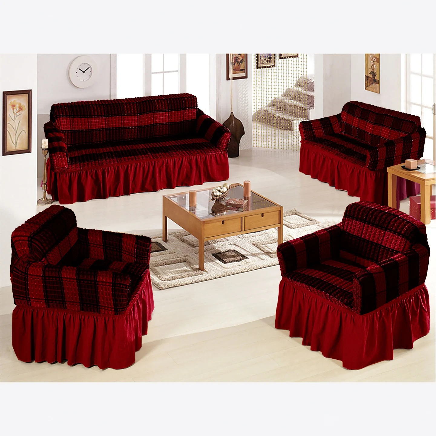 Online Hot Sale Luxury Customized Design 3-seater Elasticity Sofa Cover Furniture Couch Covers