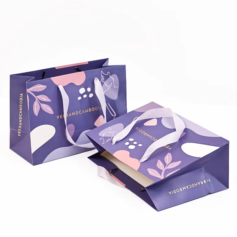 Wholesales Custom Your Own Logo Shopping Gift Small Business Bags Retail Store For Shoes Clothing art Paper Bag with ribbon