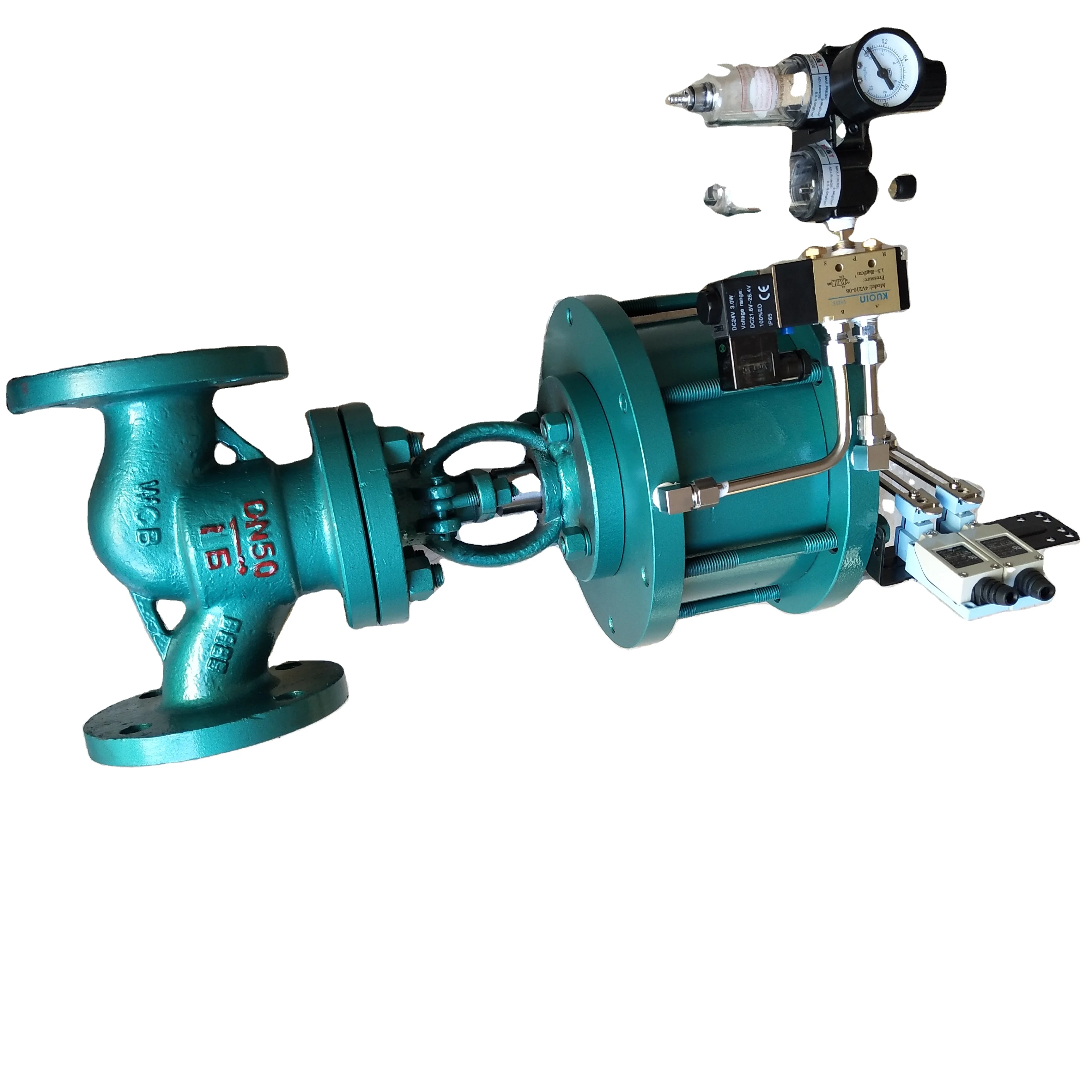DN25 DN50 DN65 DN100 DN200 pneumatic actuator flanged PN16 PN25 globe valve with positioner and limit switch