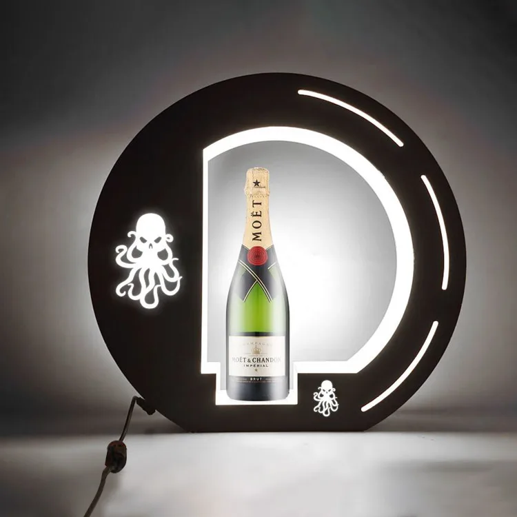 Rechargeable Bar Party Night Club Led Flashing Acrylic Led Wine Bottle Presenter Display