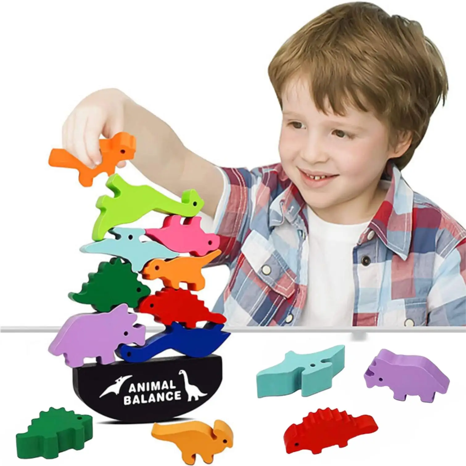 MI educational Stack Attack Game Wooden Balance Toys Stack Balance Toddlers Made-to-order Wooden Toys Building Balance Blocks