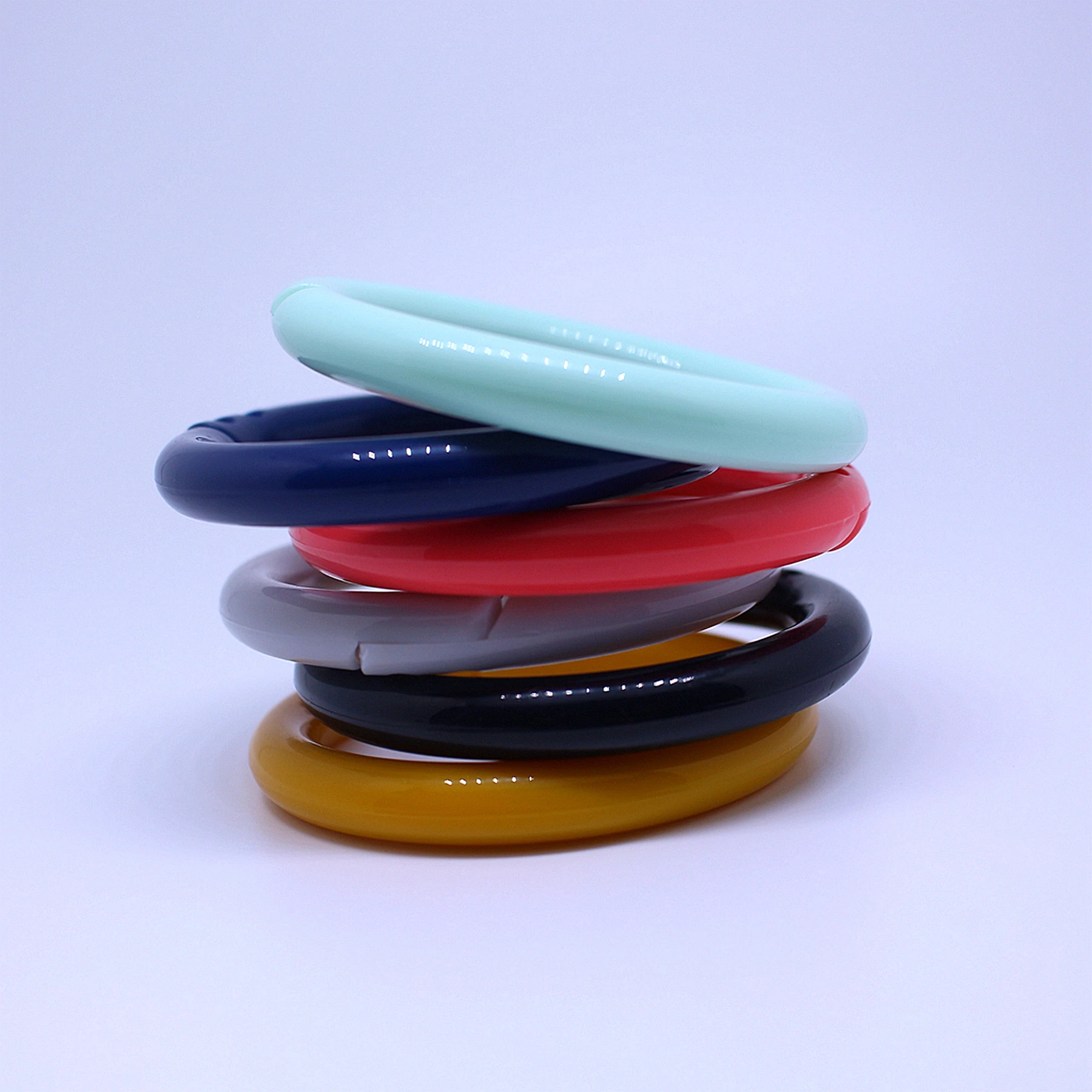 Wholesale kids plastic ring Circular open rubber ring Hanging baby toy custom LOGO plastic ring solid sizer