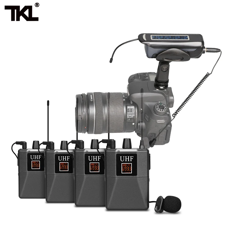  TKL контрольно-4-канальный беспроводной петличный микрофон DSLR телефон передатчик Youtube видео Запись системы для цифровых зеркальных камер