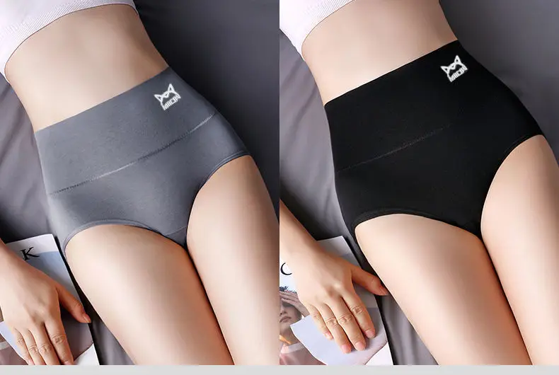 High-waisted panties female cotton belly and buttocks triangle 95% cotton crotch sexy large size