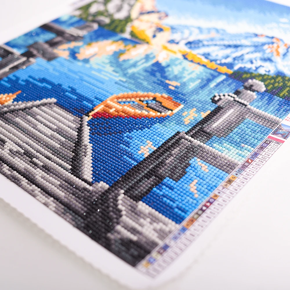 Dropshipping Custom  Famous Italy Lake Natural Scenery Full Round Drill Mosaic 5D Diy Diamond Painting