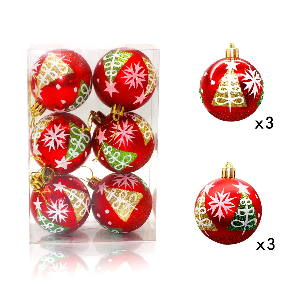 Wholesale price 6cm plastic ball ornament painted transparent christmas ball decoration