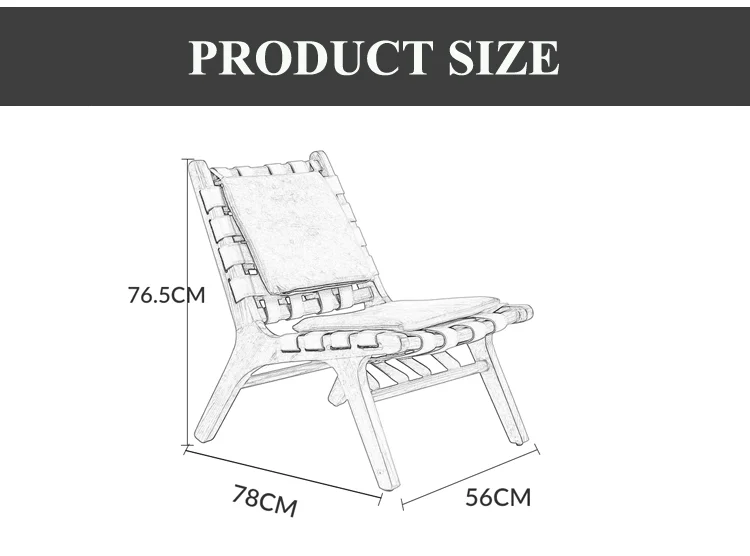 Nordic wood leisure chair genuine leather seat living room furniture lounge chair