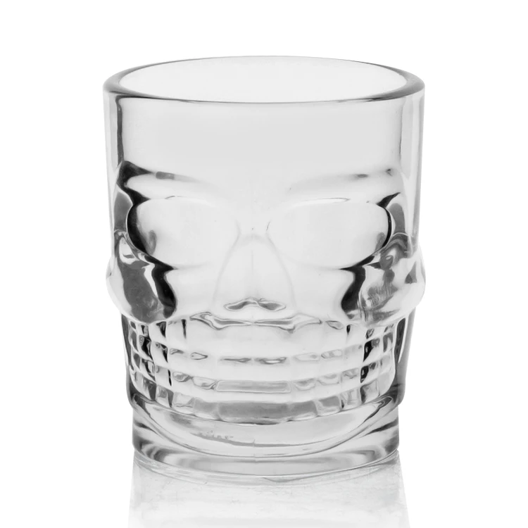 2oz small empty glass skull shaped drinking glass skull shot glass