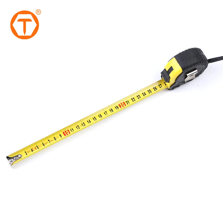 custom logo quality black adhesive round metal case self locking stainless steel 25 ft long inch measure tape