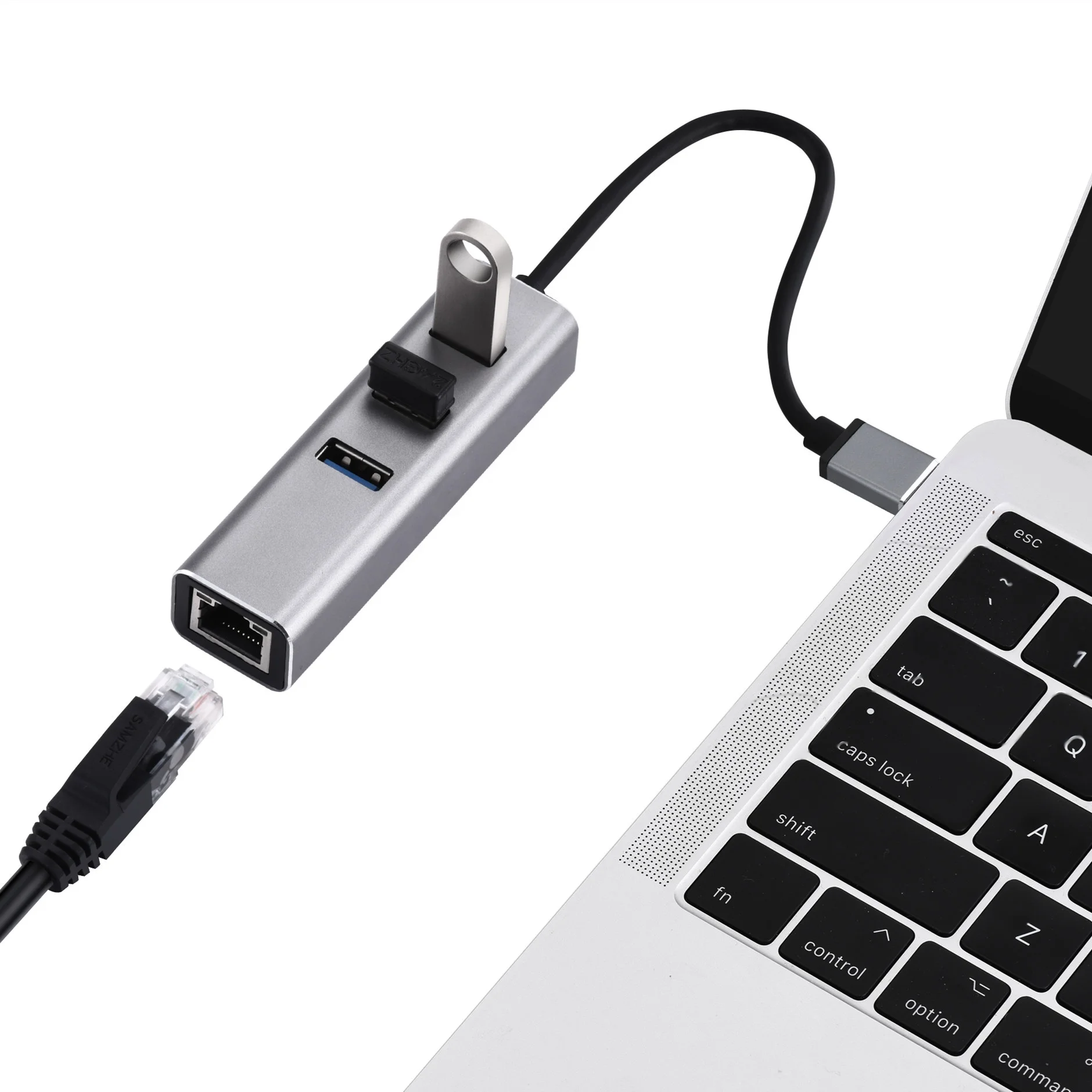 USB 3.0 to Gigabit RJ45 Ethernet Network Card Adapter with USB 3.0 HUB for MAC PC and Laptop and Notebook and more