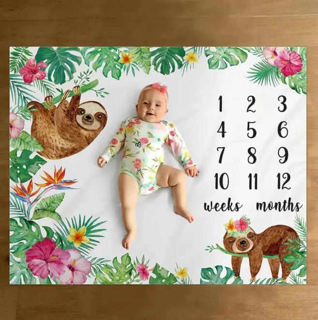 custom flannel fleece premium baby milestone blanket new born baby monthly growth blanket