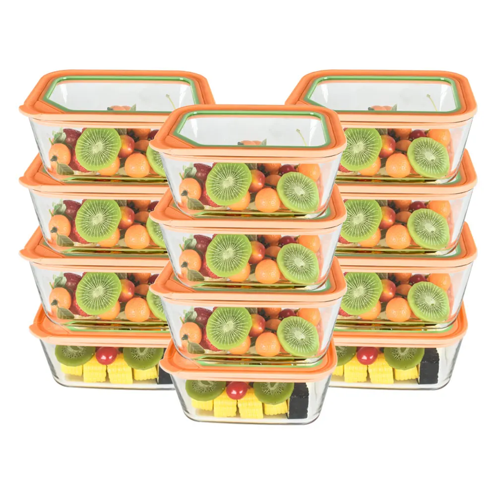 2024 new design high borosilicate glass Microwave eco-friendly glass food container with lids
