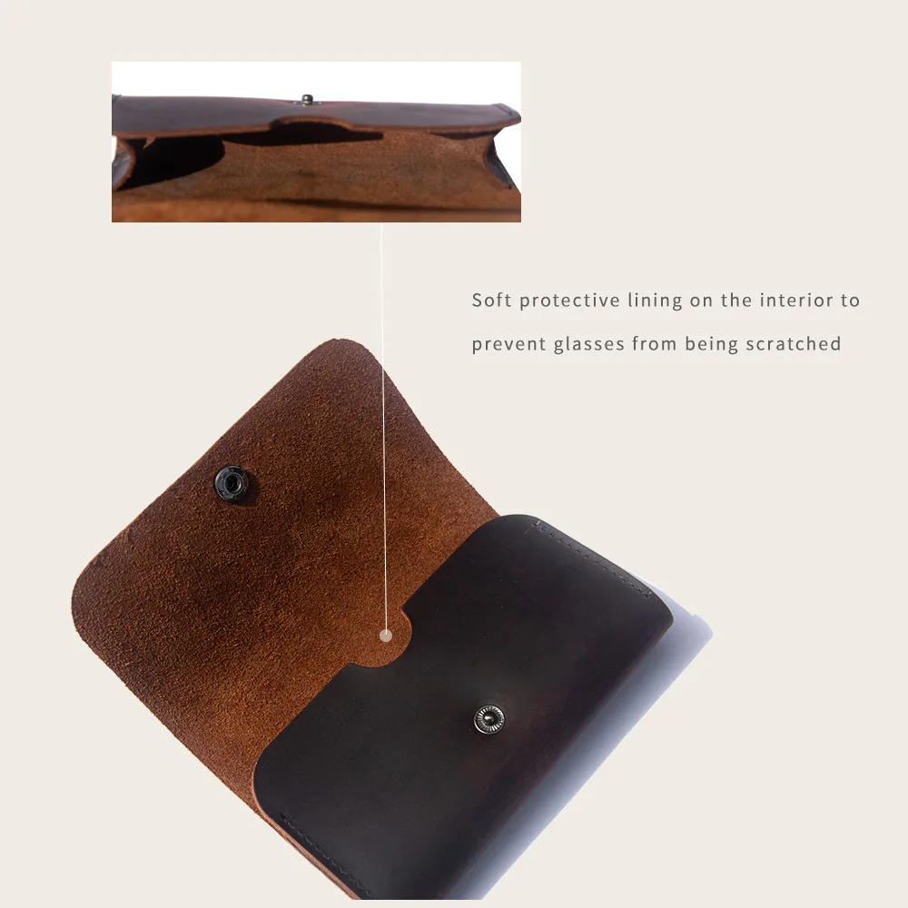 Прочный Портативный Пользовательский логотип роскошный Сумасшедший конский кожаный чехол для солнцезащитных очков стеклянный глаз
