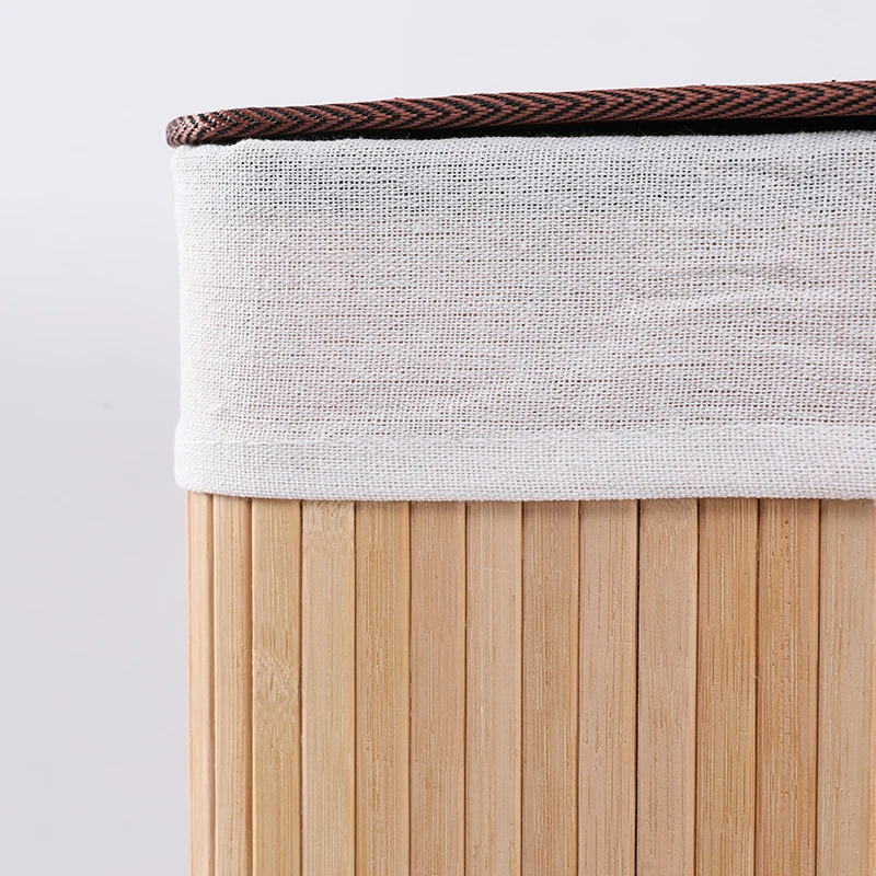 Custom Rectangular Shape chinese bamboo  clothes  basket with lid