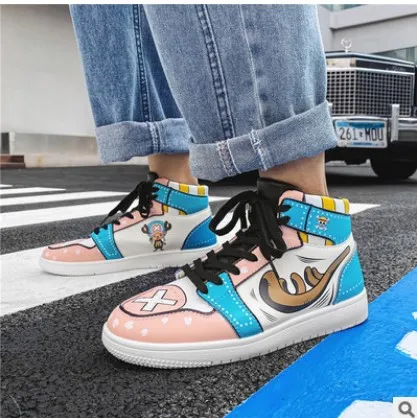 Wholesale High Top Ankle Sport Men Casual Shoes Skateboard Luxury Brand Anime