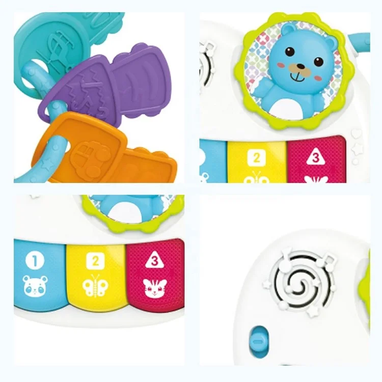 Baby musical keys toy educational infant piano toy sensory baby teether toys with music light