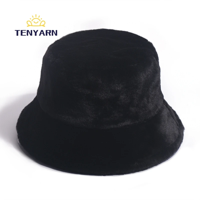Tenyarn 2023 Warm Fashion Bulk Designer Hats Women Winter Furry Fur Bucket Hat China Wholesale