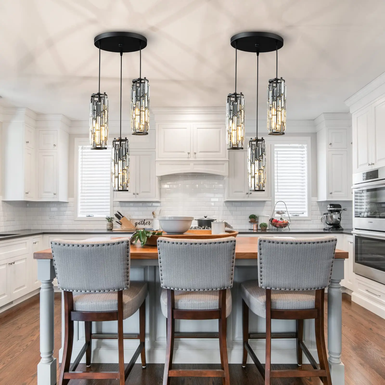 Mini Crystal Chandeliers Modern Adjustable Pendant Light Fixture for Kitchen Island Dinning Room Bedroom Pendant Light