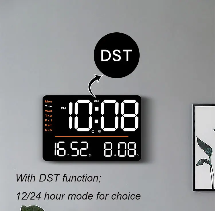 Large Display Wall Electrical Clock Calendar Day Digital Wall Clock Temperature With Remote Control Countdown Timer Alarm Clock