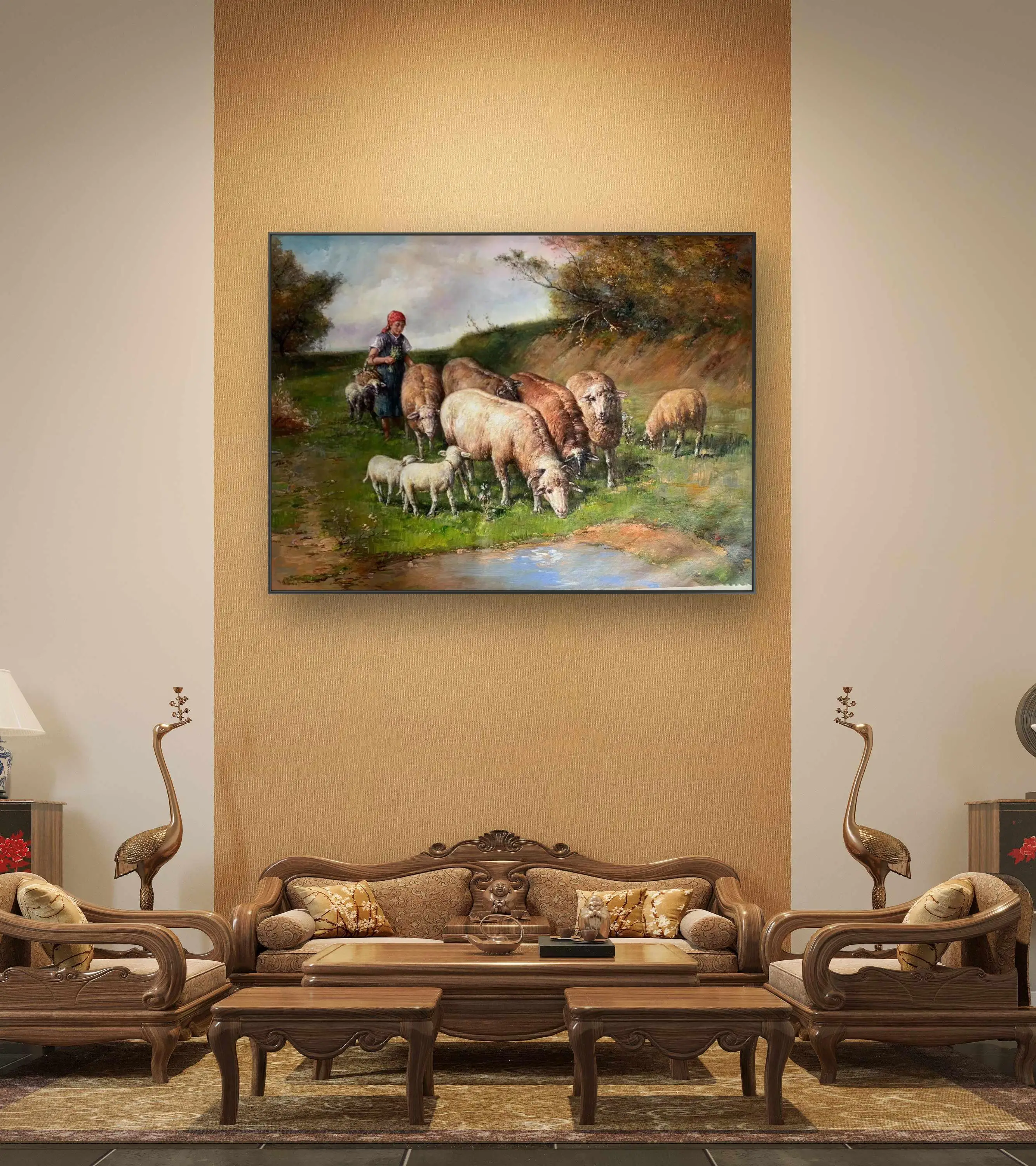 dedicated to animal painting for 15 years bright colors strong picture quality customizable Sheep picture