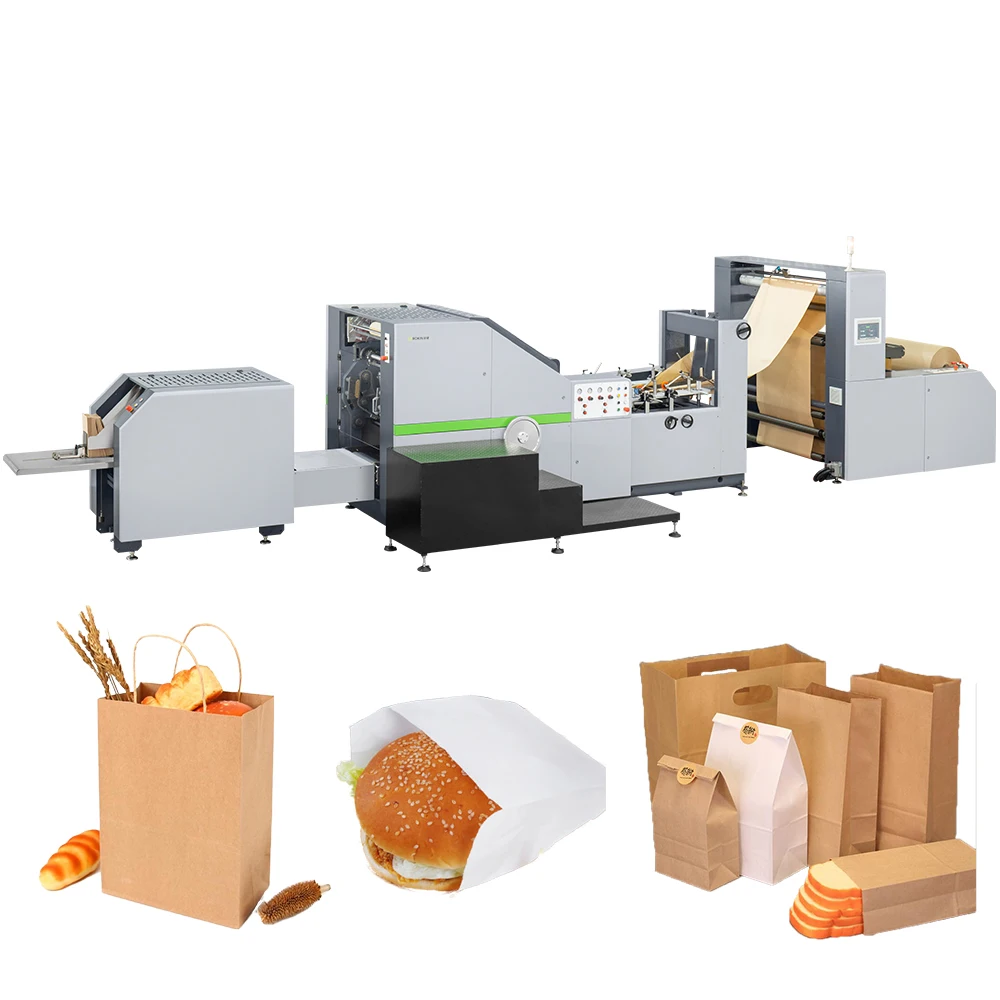 ROKIN BRAND Fully Automatic Twisted Handle Square Bottom Kraft Paper Bag Making Machine