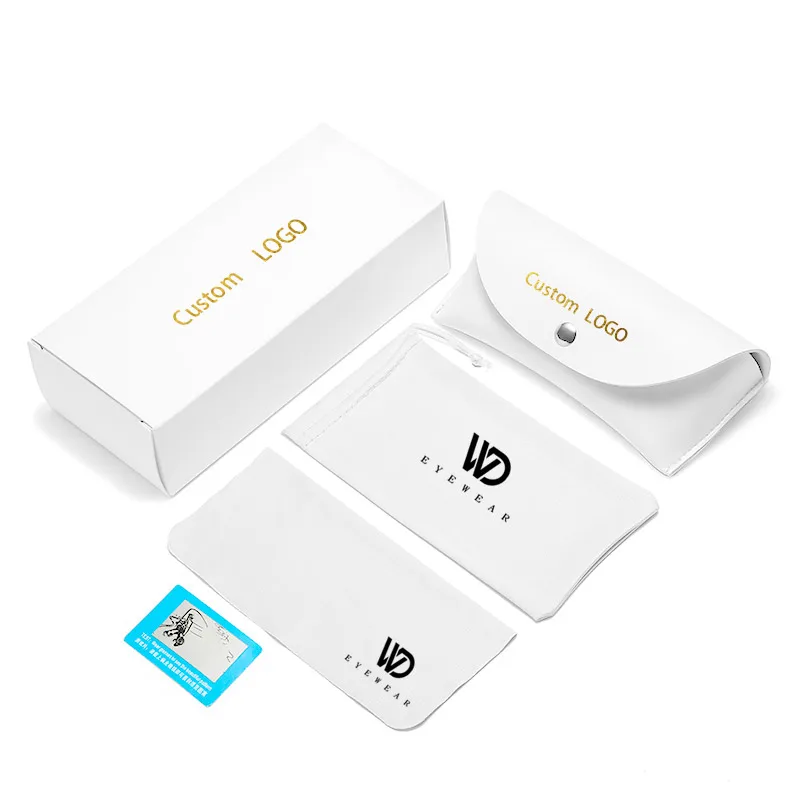 Lower Price  2022 Luxury White Sunglasses Case Custom Logo PU Leather Case for Glasses