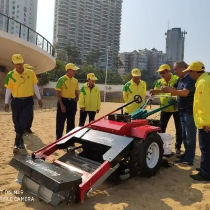 hot sale walk behind beach sand cleaner for removing wood from beach sand