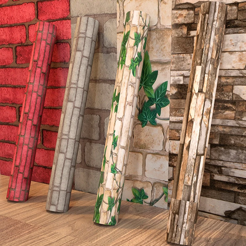 Wholesale Leaves brick self-adhesive PVC waterproof sticker mural wallpaper home improvement decorative wallpaper