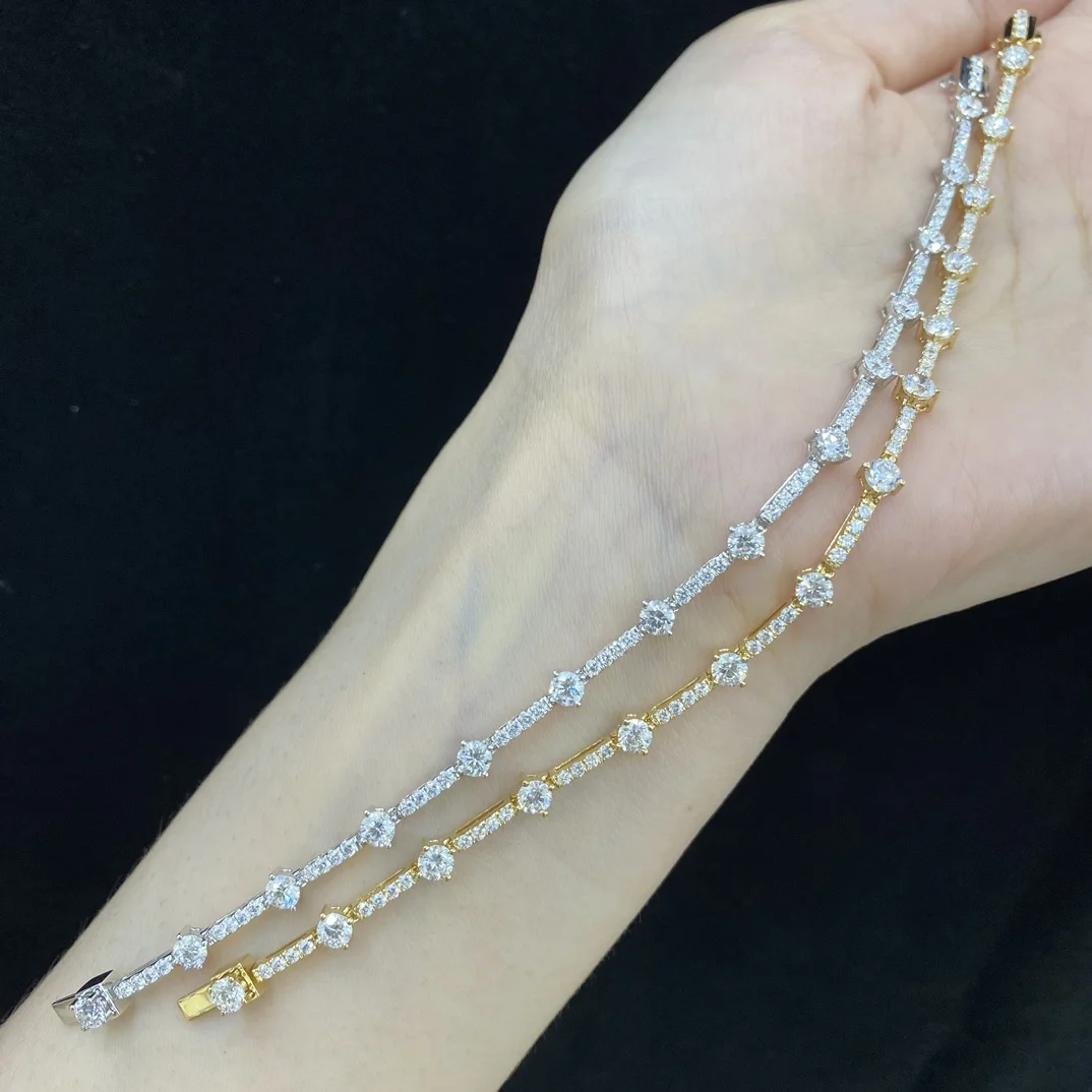 Abiding Gold Jewelry New Designs Bangle 3.353ctw Custom Solid 18K Gold Real Lab Grown Diamond Chunky 18K Gold Bracelet for Women