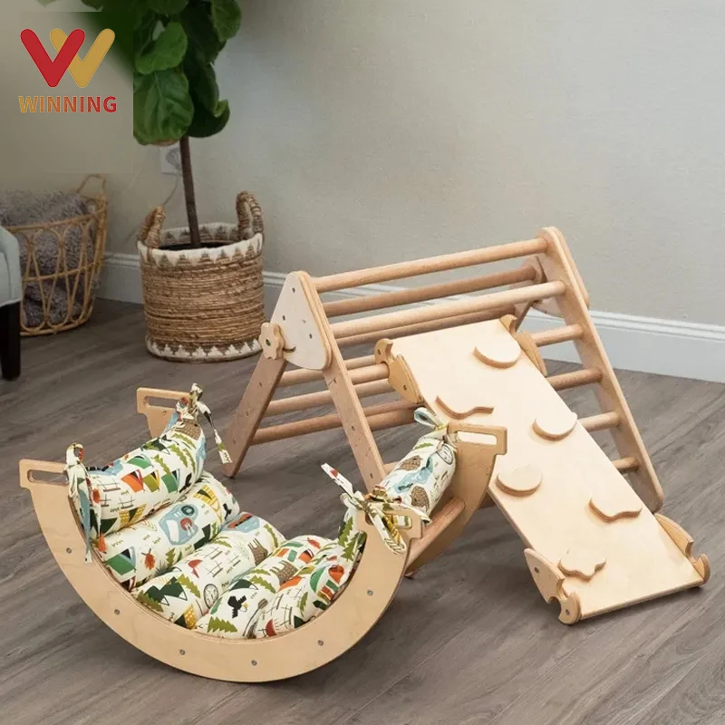 Winning Wooden Kids Montessori Piklers Triangle Piklar Triangle Baby Climbing Triangle Toys Gym Indoor Pickler Climbing Frame