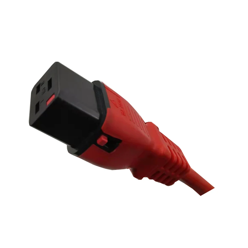 16A,250v~ 14AWG Red ,Male IEC C14 to Female  Lock  C19  Extension Cord