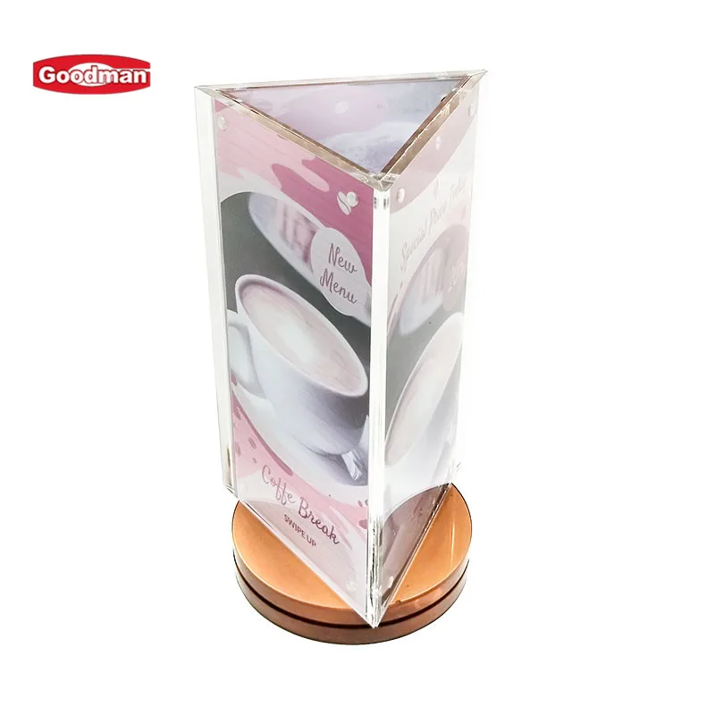Multiple size rotating  style plastic acrylic menu sign holder restaurant table menu holder