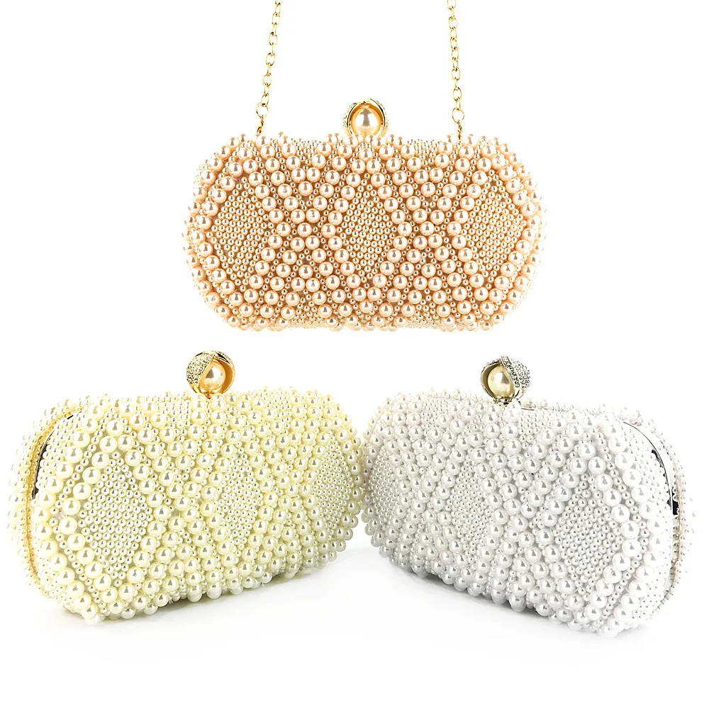 
Luxury Bridal Women Party Banquet Pearl Clutch Elegant Beaded Purse Bag Evening Bag Wedding clutch bag 