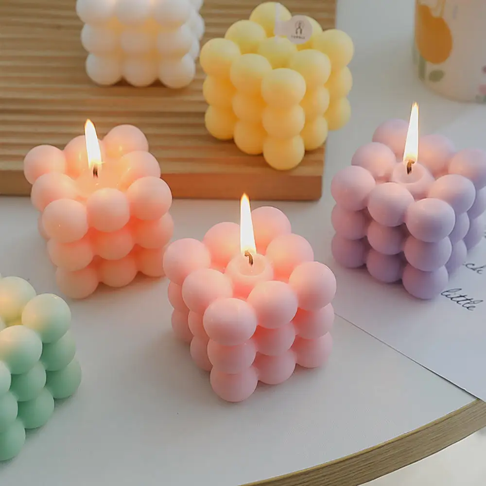 TS 2023 Ins Home Decor Round Magic 3D Cube Stock Aromatherapy Soy Wax Fragrance Scented Candles