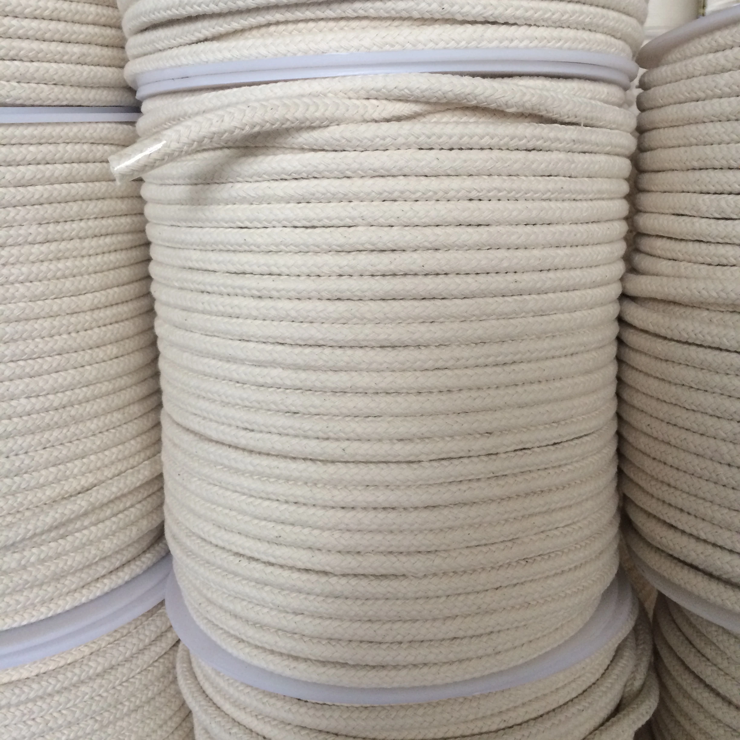 Synthetic(poly yarn)  core 8MM Cotton sash cord,16 strand braided rope