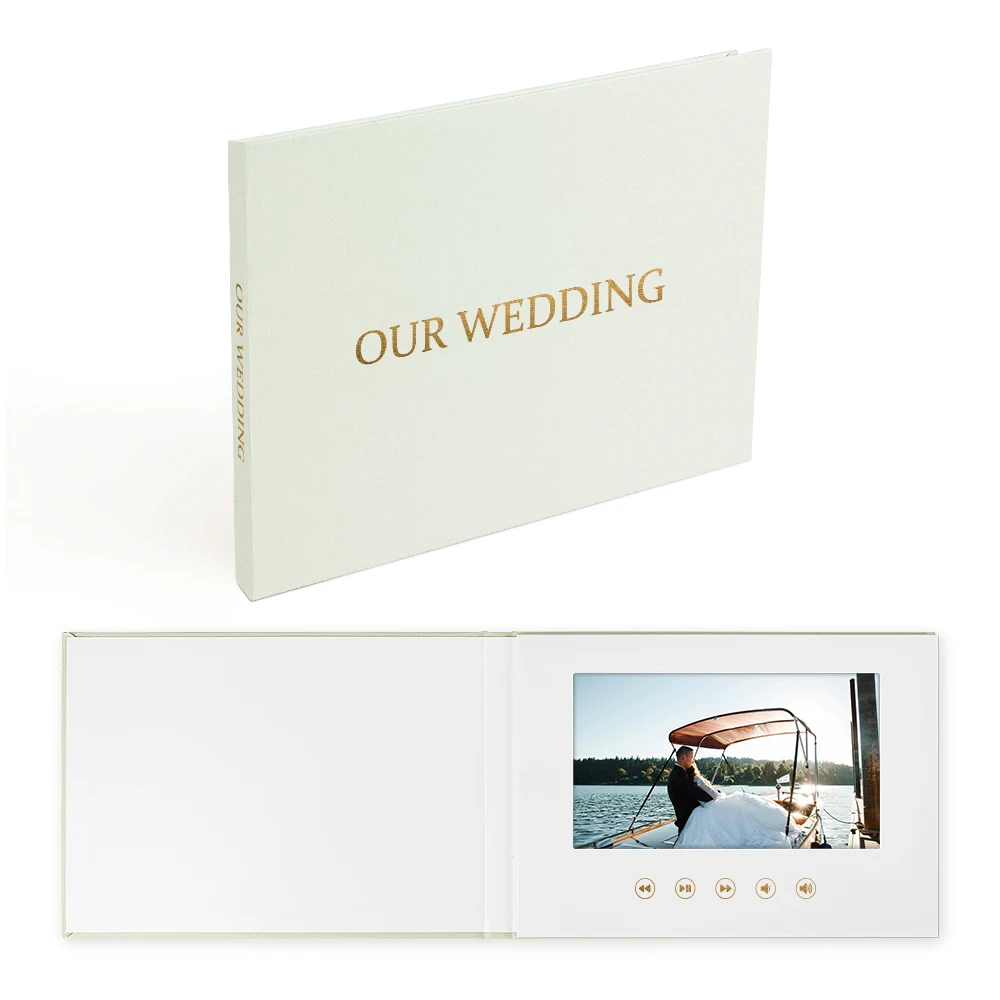 Custom greeting gift invitation business card marketing linen-bound video albums the wedding video book memory video brochure