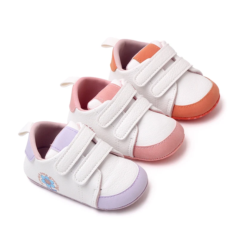 2023 Flower Print Hook and Loop Infant Shoes New Born Girls Baby Shoes