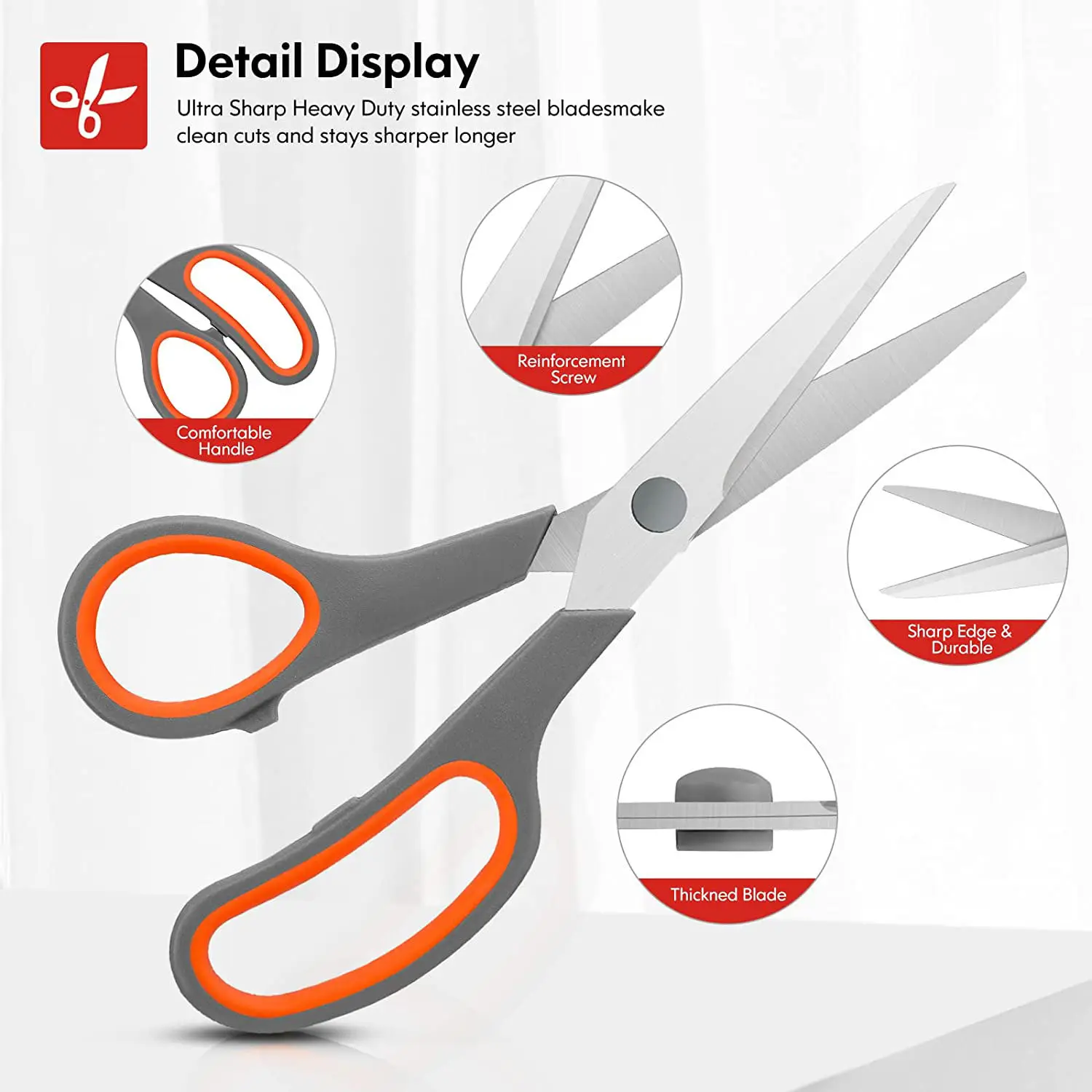 Hot Sale Durable Scissors Tpr Handle Stainless Steel Paper Cutting Office Tailor Scissors Multifunctional Household Tool