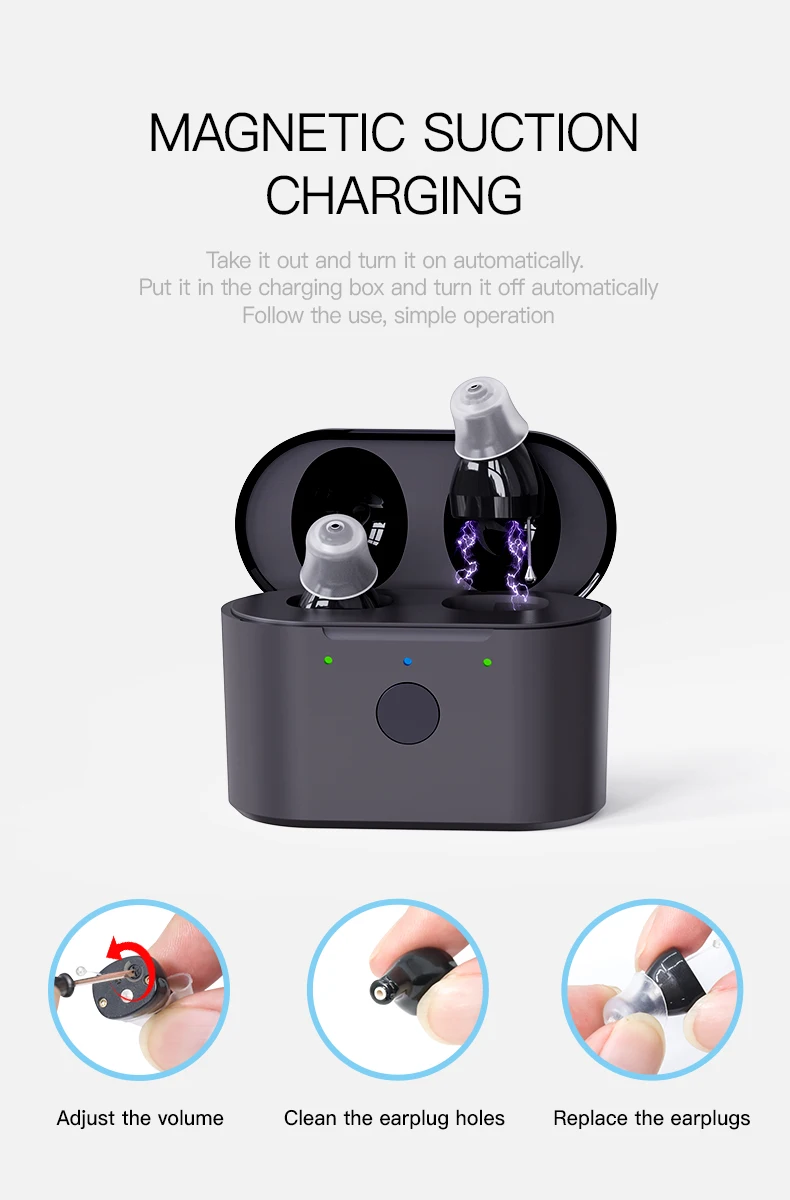 Hot Sale Promotion CIC Hearing Aid Headset Products Rechargeable Amplifier CIC Hearing Aid For Deafness Senior