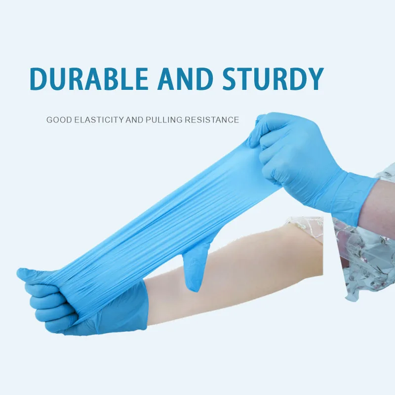 Excellent Quality Disposable Nitrile Gloves Blue Free Powder Nitrile 3.5g for Machinery Maintenance Automotive Repair 100pcs Box