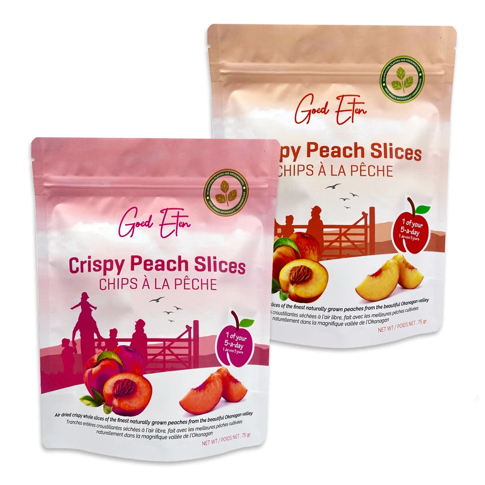 Custom Print Moisture Proof Stand Up Zipper Bag Mylar Bag For Crispy Fruit Slices Packaging Bag
