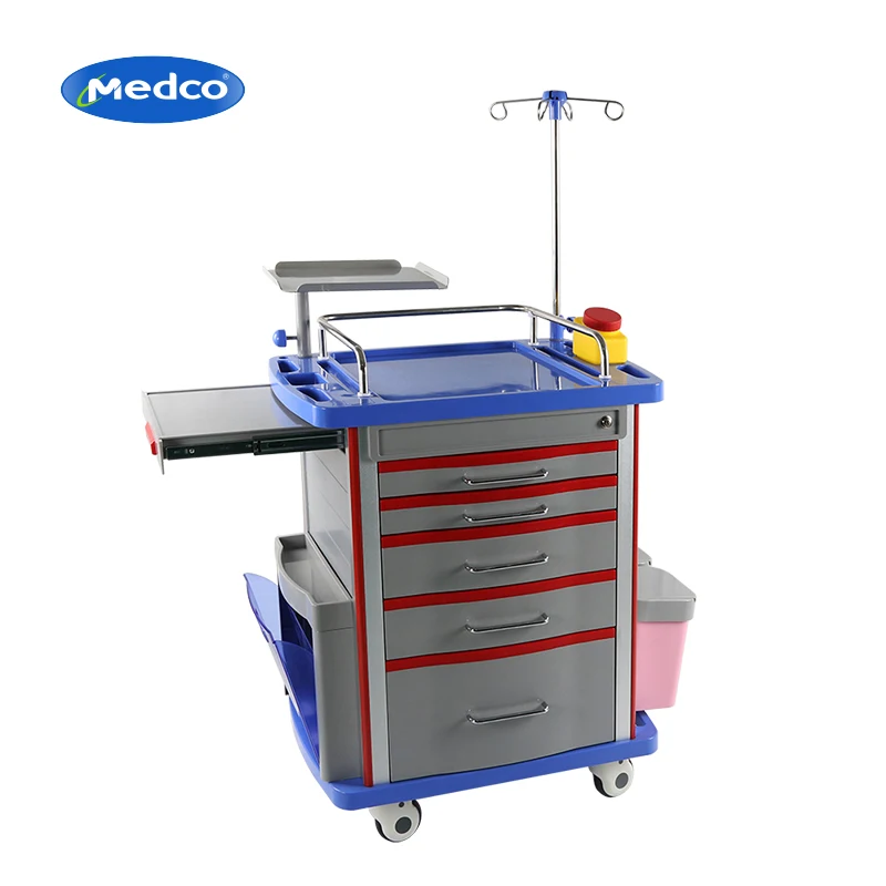 Medical hospital furniture ABS emergency trolley cart for sales